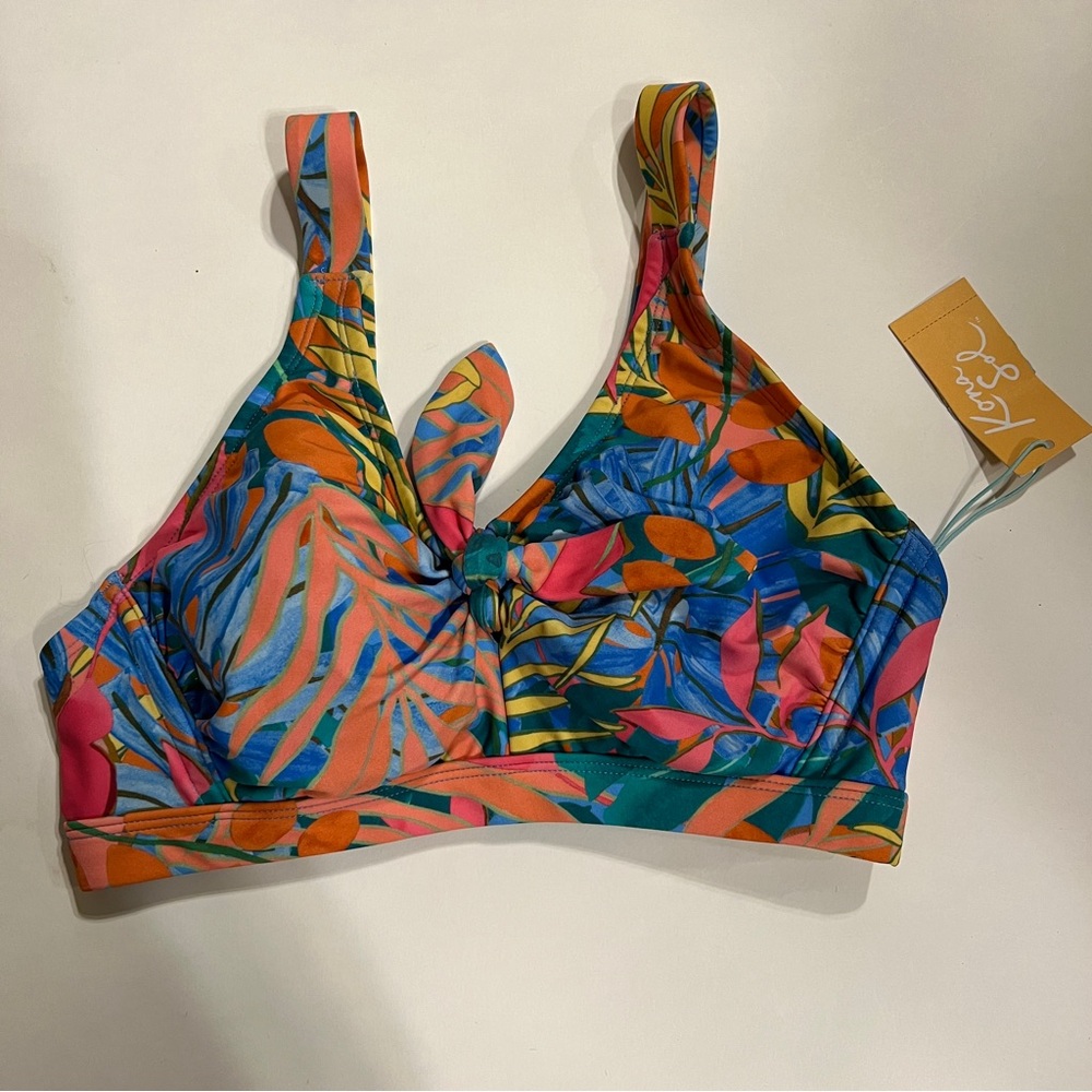 Colorful Tropical Print Bikini Top
